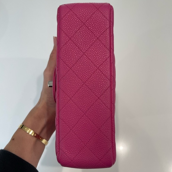 SOLD🚫AUTHENTIC Chanel Hot Pink Caviar Mini Rectangular Flap SHW - Picture 6 of 17
